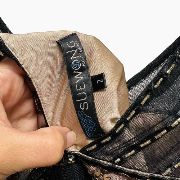 NWT Sue Wong Black Beaded Short Layered Dress Size‎ 2 - Picture 14 of 15